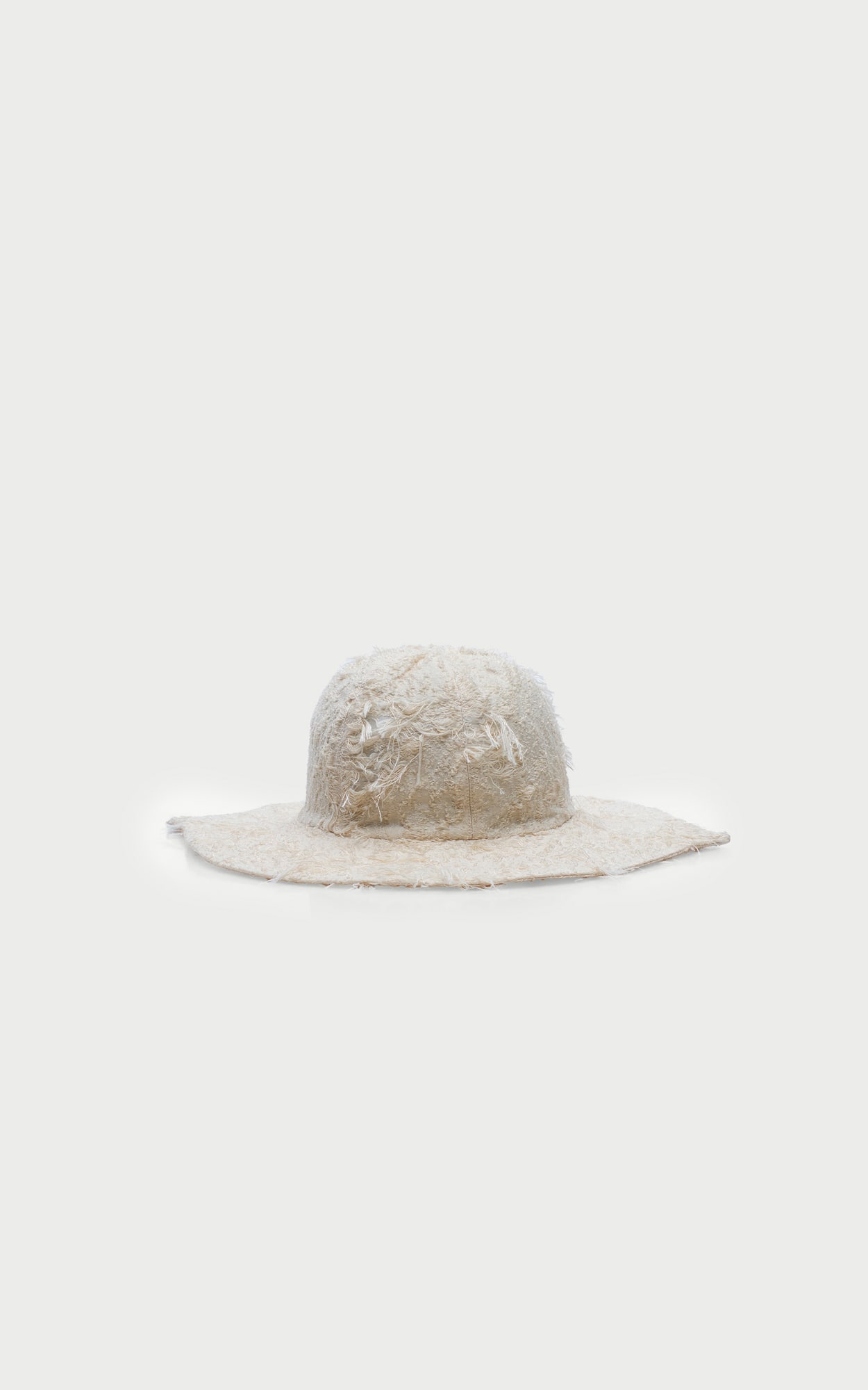 Eggshell White · Fringe Wide-brim Leaf Hat